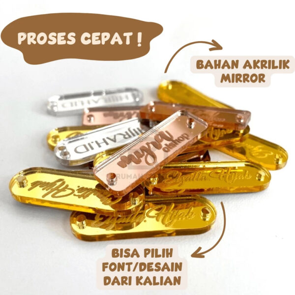 Label Akrilik Hijab Bisa Custom Brand Usaha - Free Desain